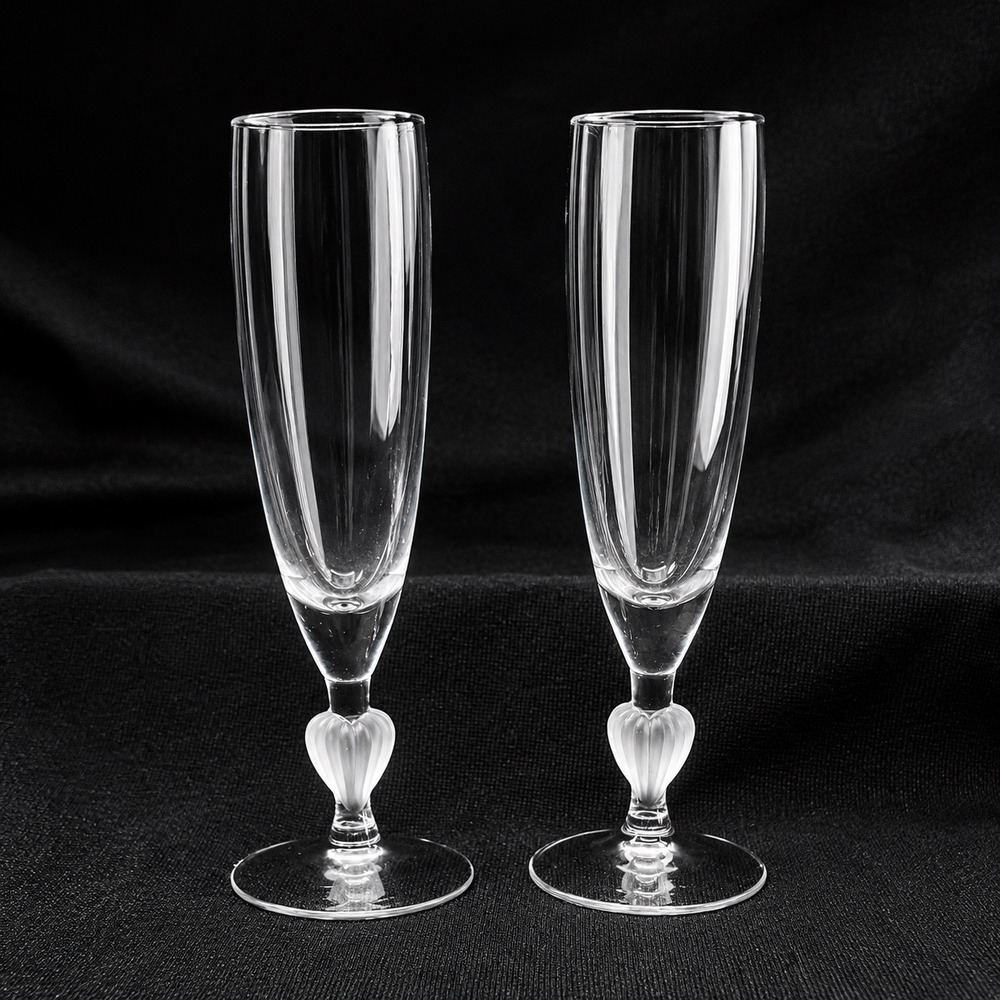 2 Marquis Waterford Sweet Memories Gold Trim Heart Stem Toasting Flutes Set of 2 - Picture 9 of 9